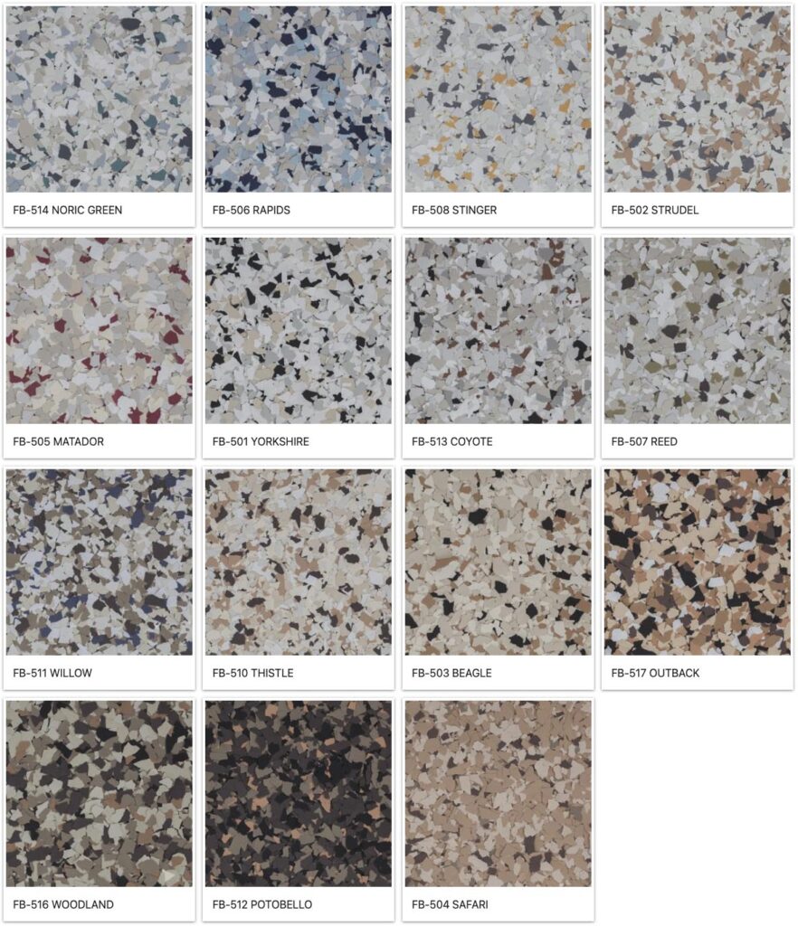 Flake Color Charts – EASTCOAT Concrete Coating & Rehab