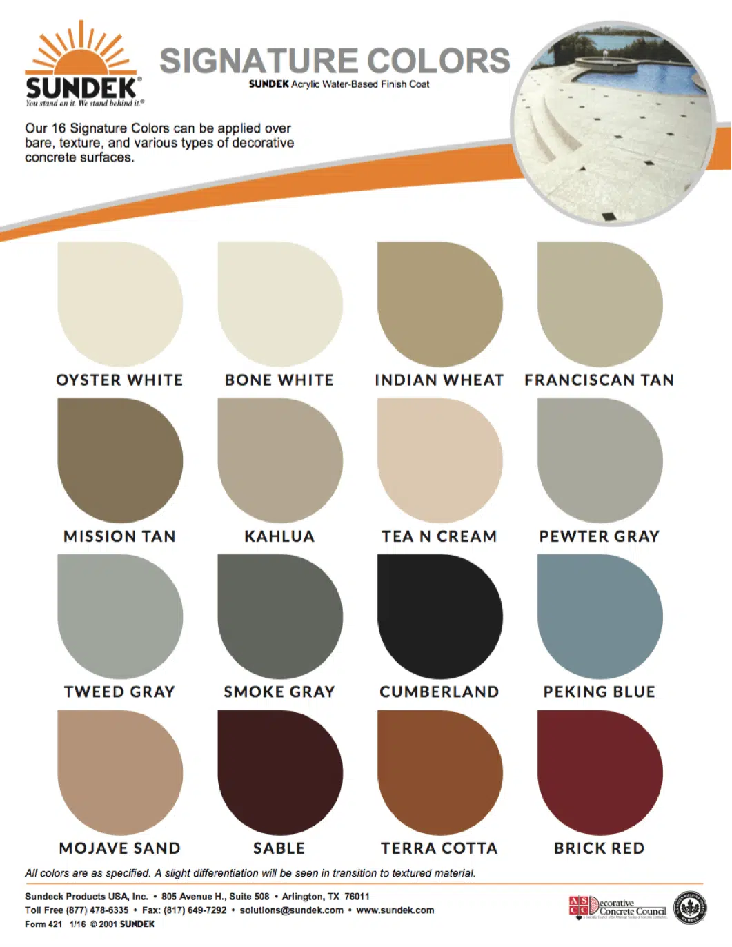 Sundek Color Chart